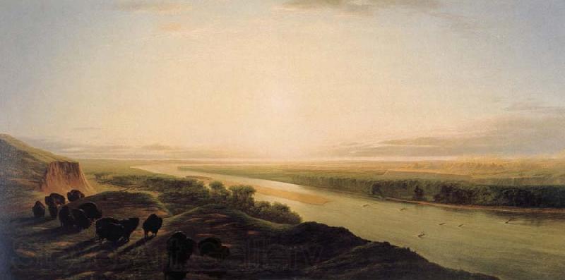 Jean-Baptiste Deshays A Herd of Bison Crossing the Missouri River Spain oil painting art